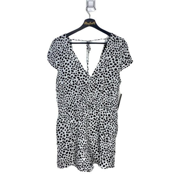 Lulu's Black White Hottie Dotty Romper L - Picture 4 of 6